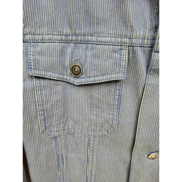 Marc Jacobs Jean Jacket Mens Blue Striped Button Pockets Collar Cotton 25" M - Picture 5 of 8